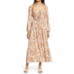 Fourteenth Place Womens Emery Floral Long Sleeve Midi Dress Size Small Floral
